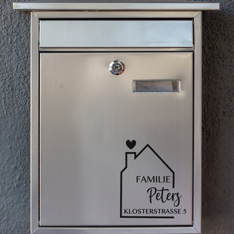 Mailbox sticker nameplate - family name - street - house number - personalized mailbox sticker - mailbox sign house Design 3 "Klein"