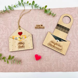 Geldcadeau verjaardag Happy Birthday - envelopcadeaukaartje van hout - duurzaam cadeau-idee voor geld - cadeaukaart - voucher