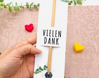 Nachhaltiges kleines Geschenk zum Danke sagen - Holzstift mit personalisierter Karte - Bleistift mit Gravur -persönliches kleines Dankeschön