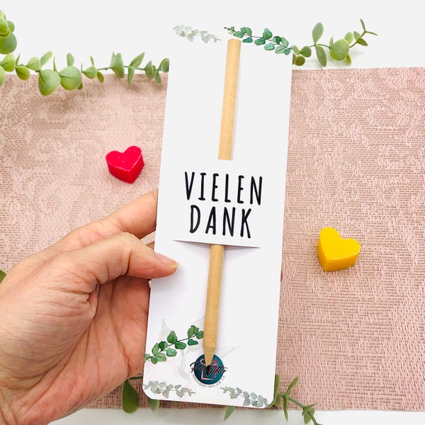 Nachhaltiges kleines Geschenk zum Danke sagen - Holzstift mit personalisierter Karte - Bleistift mit Gravur -persönliches kleines Dankeschön