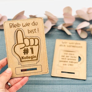 Abschiedsgeschenk Kollege / Kollegin - Grußkarte aus Holz 3D - Geschenk klein nachhaltig - Lieblingskollege - Mitarbeiter - Arbeitskollege