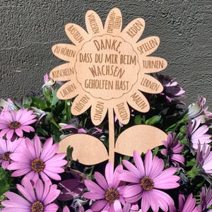 Abschiedsgeschenk Erzieherin Kindergarten - Abschiedsgeschenk Lehrer - Blumenstecker Danke, dass du MIR / UNS beim Wachsen ...personalisiert