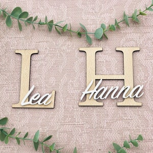Kinderzimmer Türschild Holz - Holzschild Name mit Initial - Wanddeko fürs Kinderzimmer - Geschenk Geburt - Kinderzimmerschild personalisiert