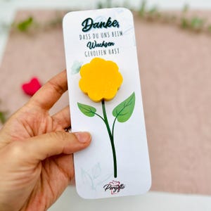 Blumenseife Margerite Danke, dass du MIR/UNS beim Wachsen geholfen hast - Abschiedsgeschenk Lehrer - Erzieher - Seife am Stab personalisiert