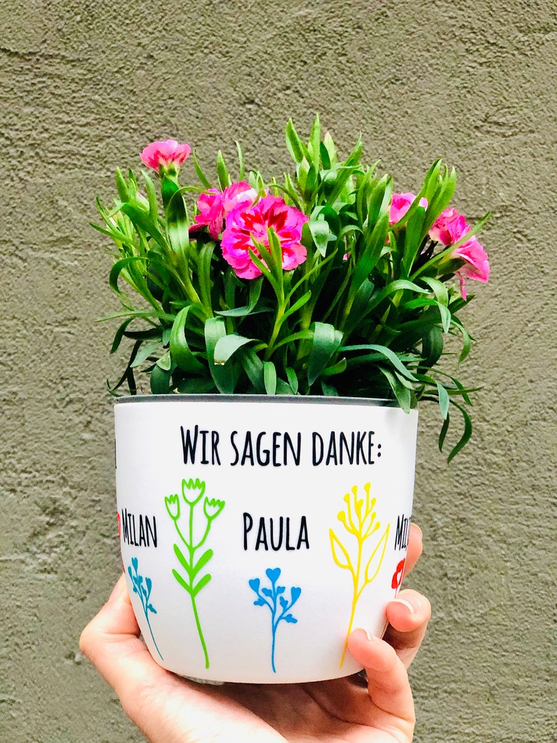 Blumentopf "Danke, dass du mir / uns beim Wachsen geholfen hast" - Abschiedsgeschenk Lehrer/in Geschenk Erzieher/in - Danke sagen