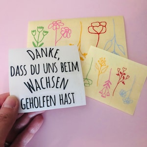 Aufkleber "Danke, dass du MIR / UNS beim Wachsen geholfen hast" - Abschiedsgeschenk Lehrer/in oder Erzieher/in - DIY Sticker Blumentopf
