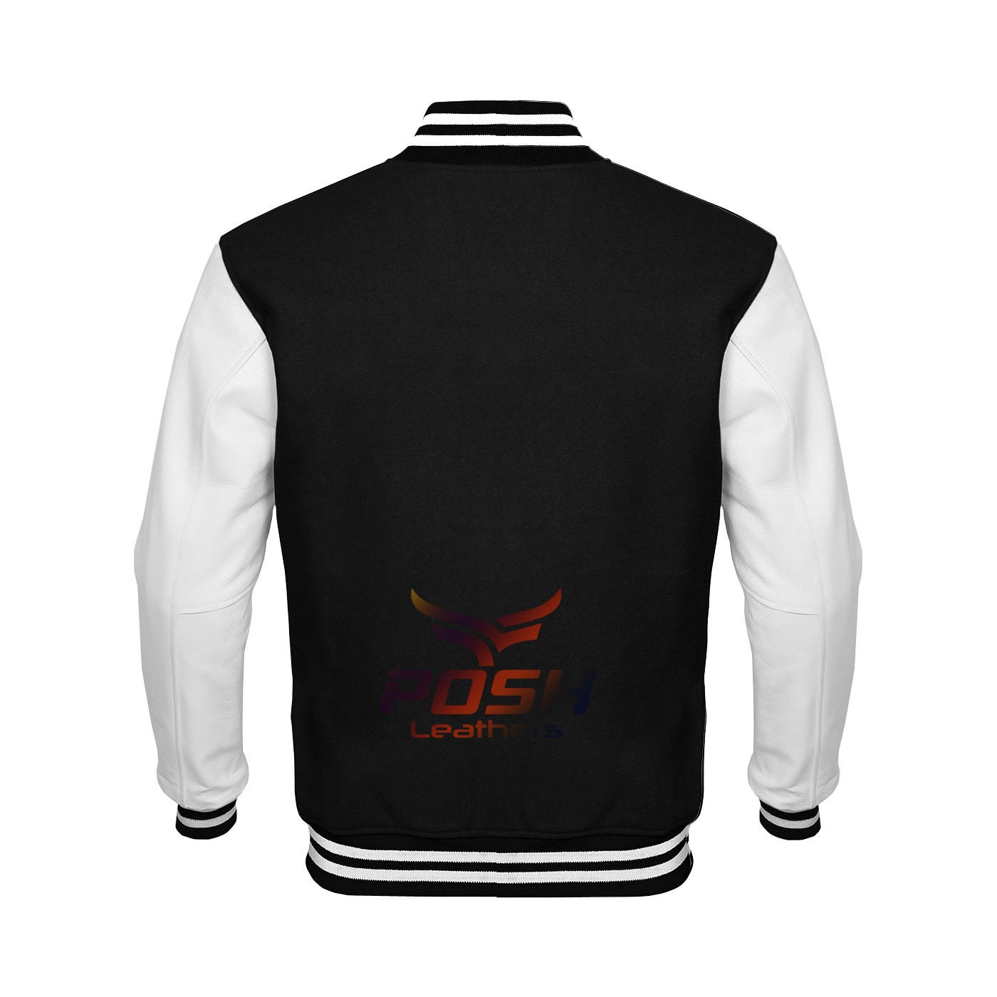 Custom White Black-White Color Block Bomber Varsity Baseball Jacket main image 1