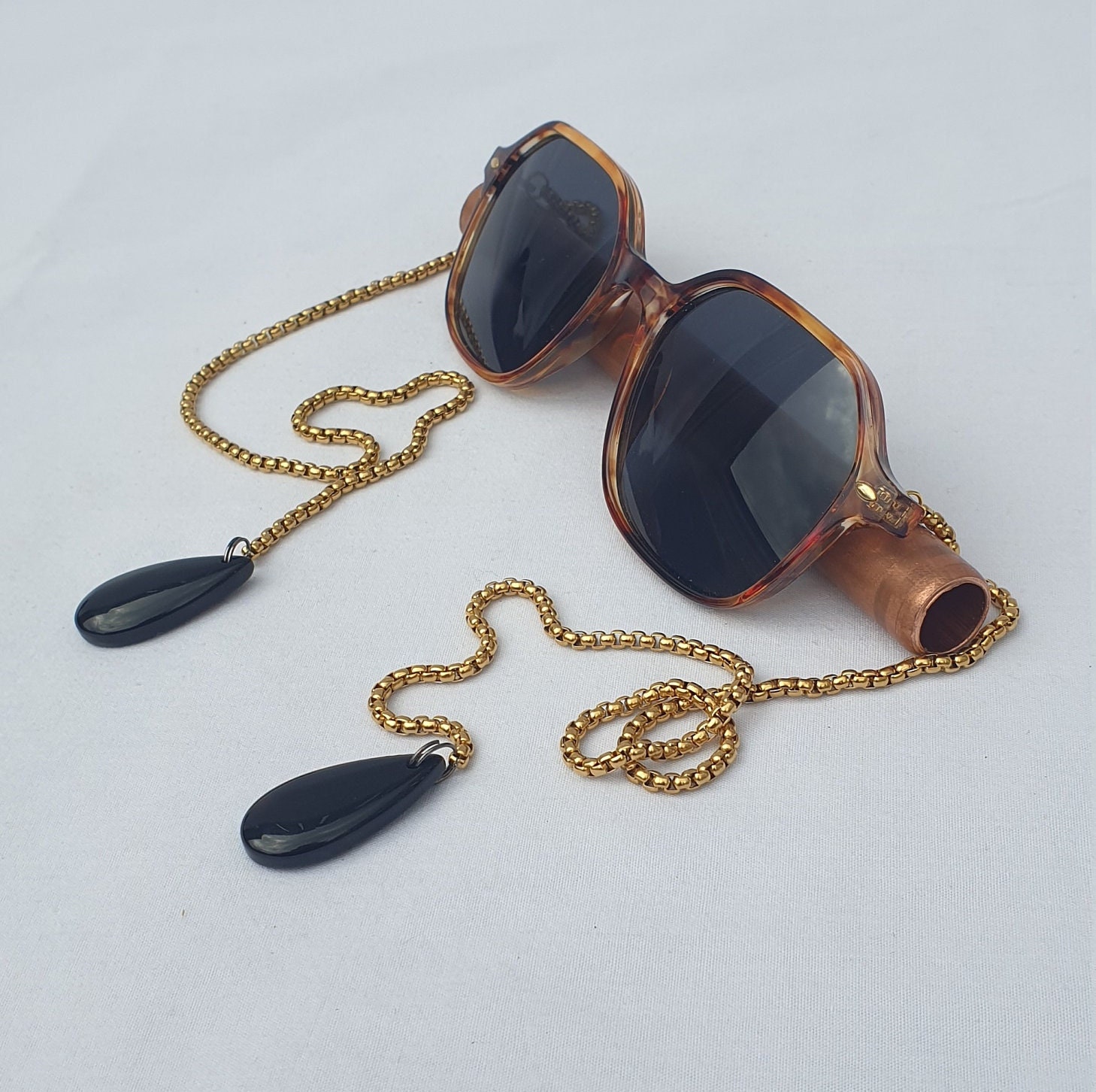Handmade Chain Arm Round Sunglasses With Gold Chain and -  Israel