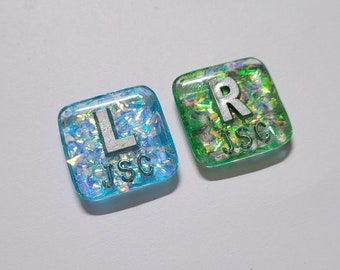 Petits marqueurs à rayons X holographiques brillants pour Rad Tech avec initiales personnalisées [1 paire : 1 L & 1 R]