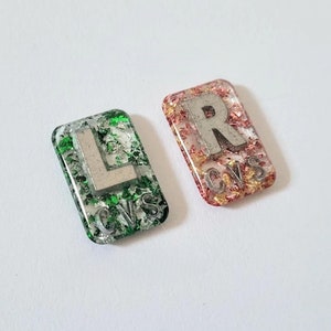 Small Sparkly Flakes 'n Foil X-Ray Markers for Rad Tech with Personalized Initials [1 Pair: 1 L & 1 R]