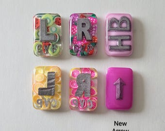 Beginner Set of 6 X-Ray Markers for Student Rad Techs with Personalized Initials [Rectangle: L/R Supinated/Pronated, HB, Arrow]