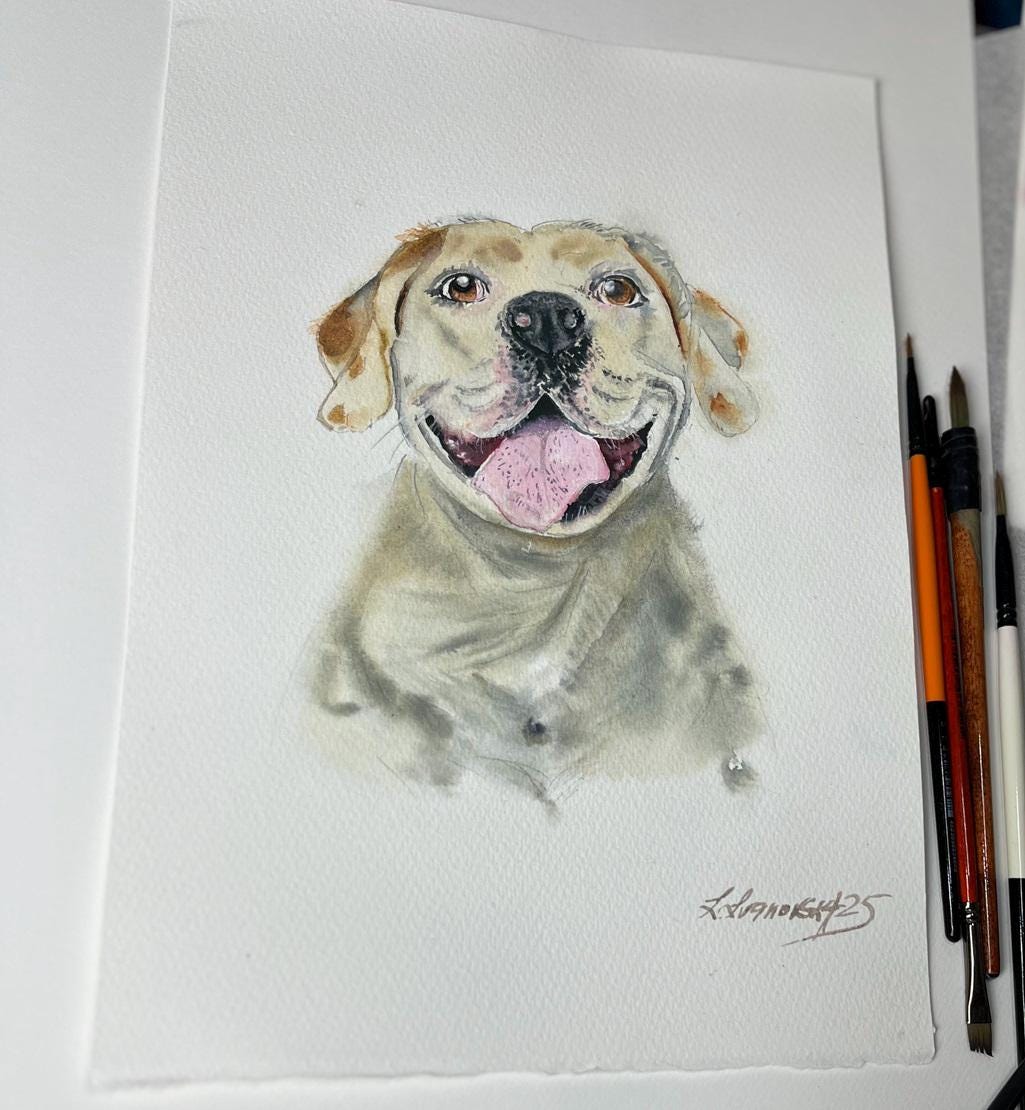 Custom Watercolor Pet Portrait: Original Dog or Cat Painting From Photo ...