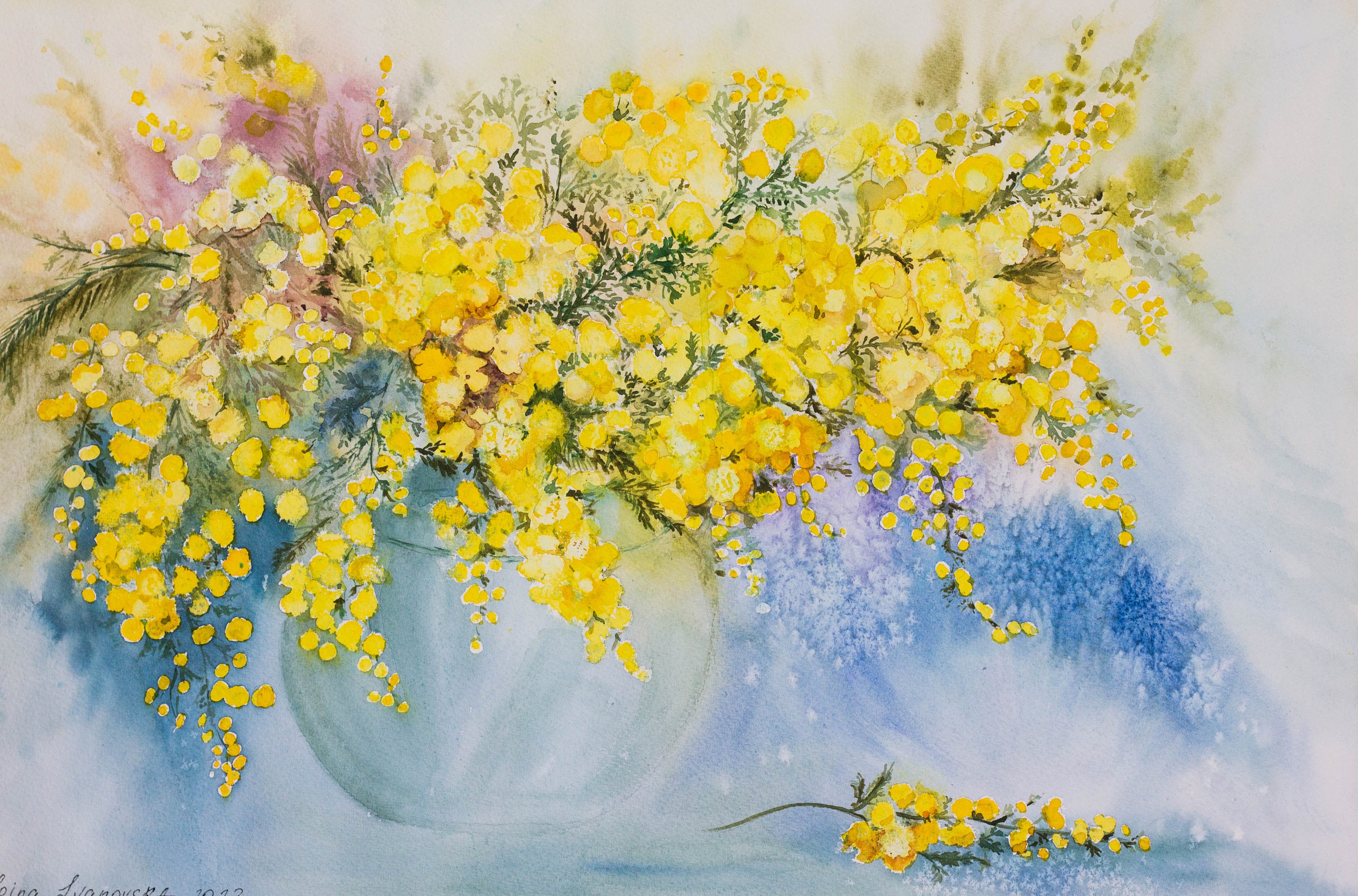 Large Watercolor Painting Original 15x22 Watercolor Painting, Botanical