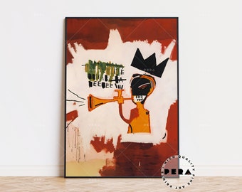 Jean Michel Basquiat, Basquiat - trompette 1984, impression Basquiat, art de la rue, affiche Basquiat, Pop Art, art abstrait, art moderne, décoration murale