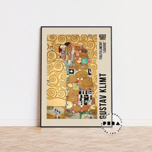 Gustav Klimt Print, Neun Cartoons, Liebhaber, Ausstellungsposter, Vintage Poster, Berühmtes Gemälde, Kunst Galerie Poster, BlumenKunst, Geschenkideen