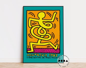 Keith Haring Montreux 1983 Poster, Jazz Concert Poster, Pop Art, Keith Haring Art Print, Contemporary Art Print, Wall Decor, Home Decor