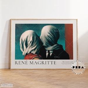 Rene Magritte Print, The Lovers 1928, Magritte Art Poster, Exhibition Print, Vintage Art, Abstract Poster, Printable High Quality Art