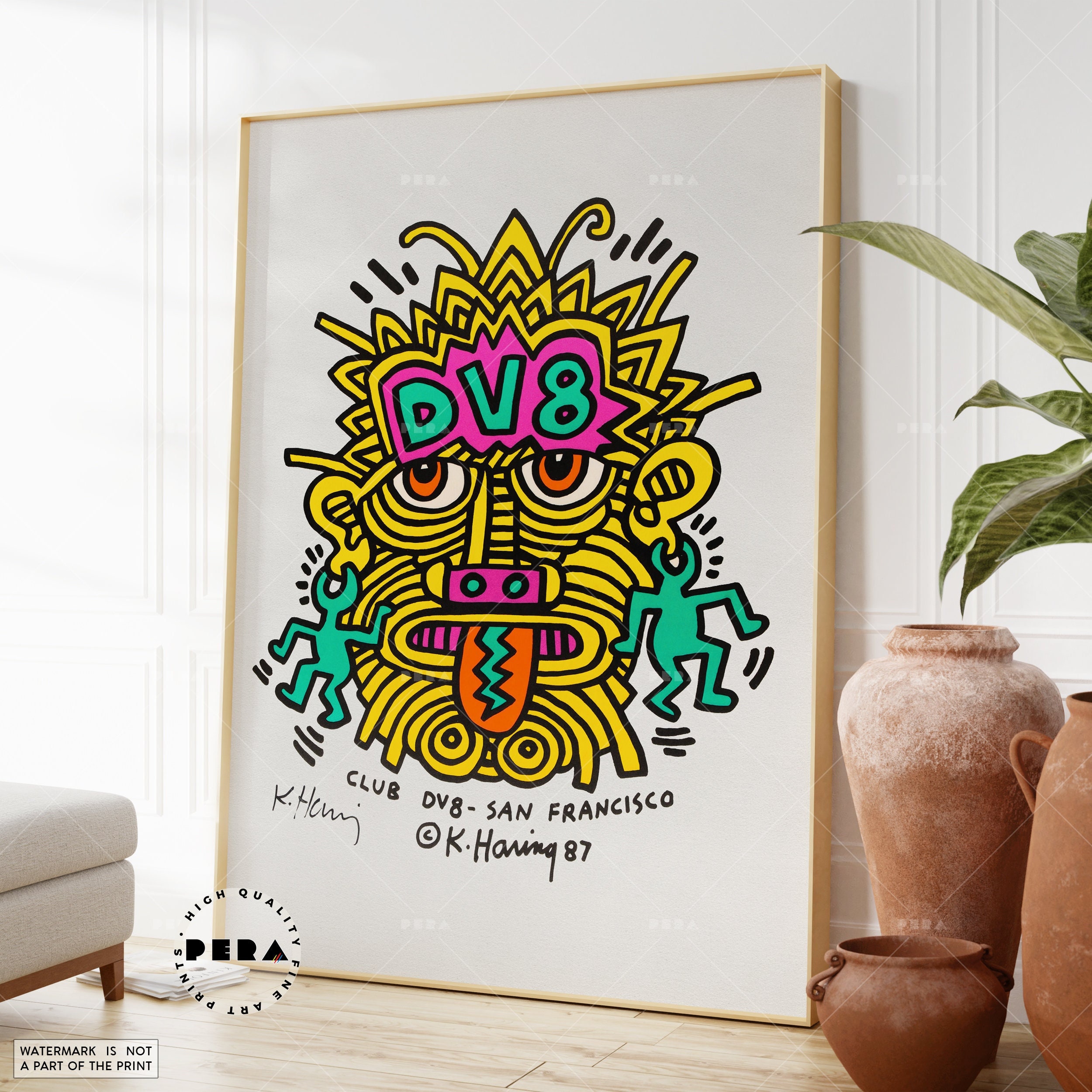Keith Haring Print, Club DV8, Keith Haring Poster, Pop Art Print 