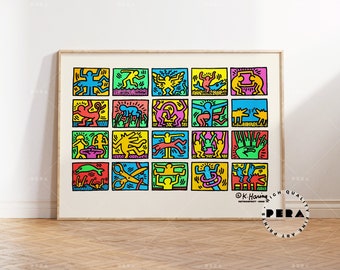 Keith Haring Print, Retrospect 1989, Keith Haring Poster, Pop Art Print, Retro Poster, Keith Haring Art, Keith Haring Acrobat, Wall Decor