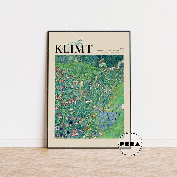 Gustav Klimt - Italian Garden Landscape 1913, Exhibition Poster, Vintage Poster, Famous Painting, Art Gallery Poster, Flower Art, Gift Ideas