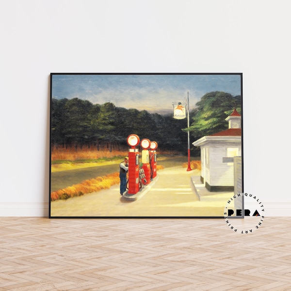 Edward Hopper - Affiche Gas 1940, Affiche d’exposition, Affiche vintage, Affiche de musée, Réalisme américain, Affiche de galerie d’art, Décoration intérieure