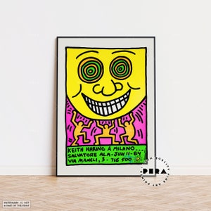 Keith Haring a Milano Print 1984, Keith Haring Poster, Pop Art Print, Retro Poster, Keith Haring Art, Keith Haring Acrobat, Wall Decor Print
