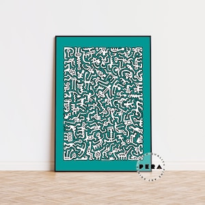 Keith Haring Art Poster, Keith Haring Print, Modern Art Print, Pop Art Print, Keith Haring Love, Keith Haring Heart, Wall Decor, Home Decor