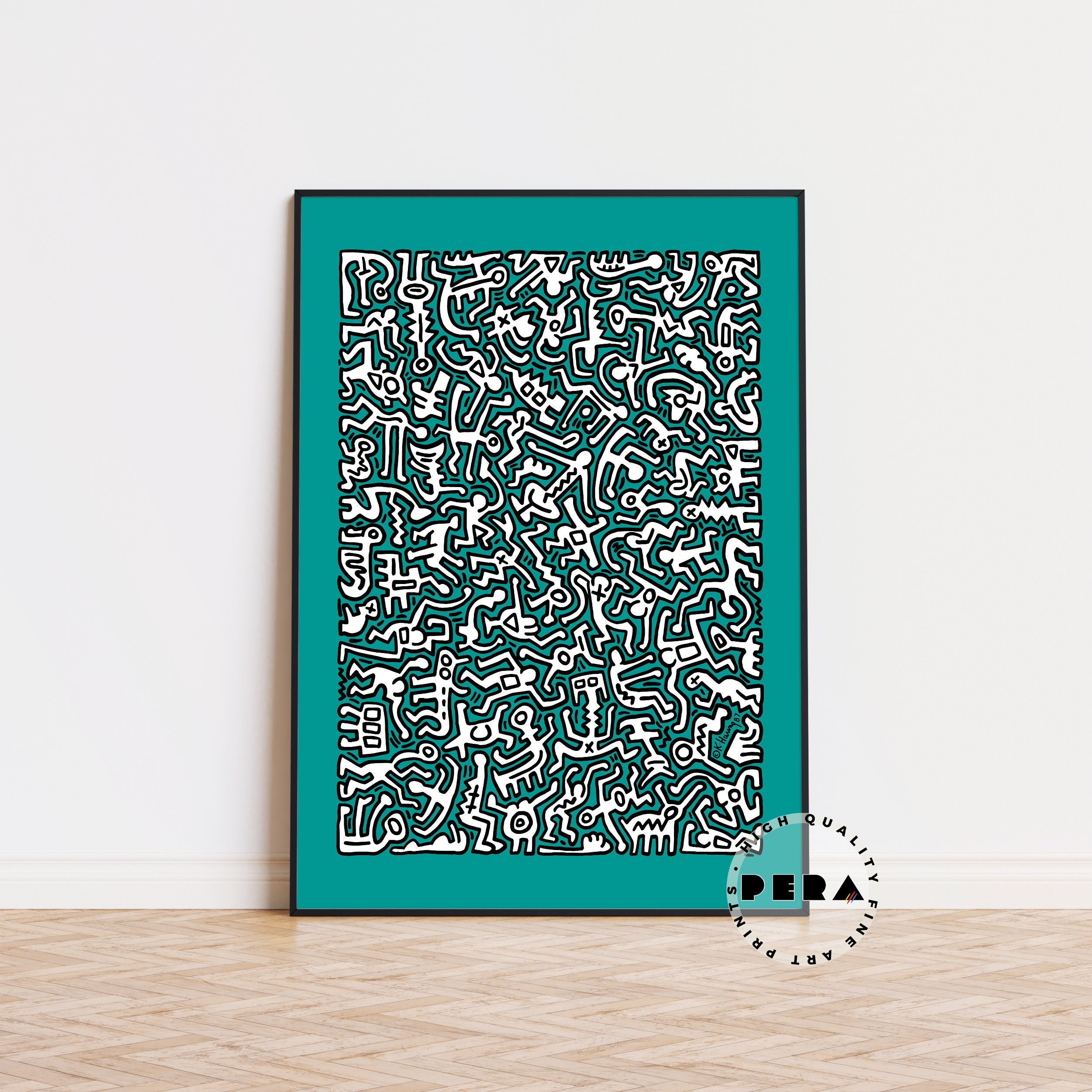 Keith Haring Leinwand Druck 40x60cm - Abstraktes Poster Für Wohnzimmer Deko