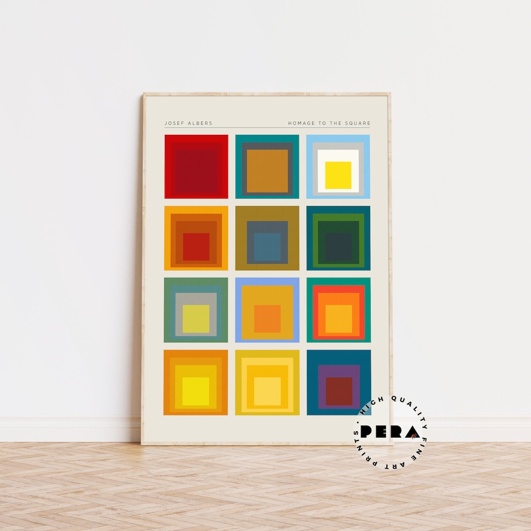 JOSEF ALBERS RARE 1969 MODERNIST SILKSCREEN PRINT FRAMED