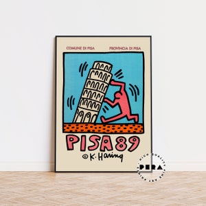 Keith Haring Pisa Poster, Keith Haring Exhibition Print, Travel Poster, Vintage Retro Poster, Contemporary Art, Wall Decor, Home Decor