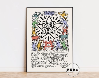 Keith Haring Print, Pop Shop, Keith Haring Poster, Pop Art Print, Retro Poster, Keith Haring Art, Keith Haring Acrobat, Wall Decor Print