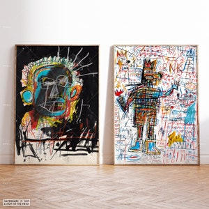 Jean Michel Basquiat Set of 2, Basquiat Print, Street Art, Basquiat Set of 2, Basquiat Poster, Pop Art, Abstract Art, Modern Art, Wall Decor