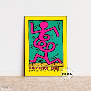 Keith Haring Print, Montreux 1983, Keith Haring Poster, Pop Art Print, Retro Poster, Keith Haring Art, Keith Haring Acrobat,Wall Decor Print