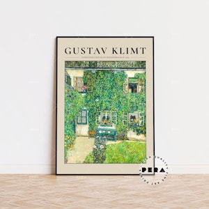 Gustav Klimt Print, Casa del Guardabosques en Weissenbach II, Cartel de Exposición, Póster Vintage, Pintura Famosa, Cartel de galería de arte, Arte de flores