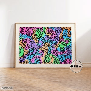 Keith Haring Print, People 1985, Keith Haring Poster, Pop Art Print, Retro Poster, Keith Haring Art, Keith Haring Acrobat, Wall Decor Print