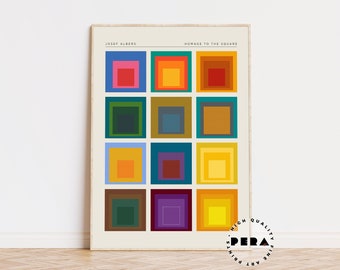 Josef Albers Print, Josef Albers Square Poster, Art Poster, Exhibition Print, Vintage Art, Abstract Poster, Printable High Quality Art