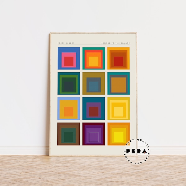 Josef Albers Print, Josef Albers Square Poster, Art Poster, Exhibition Print, Vintage Art, Abstract Poster, Printable High Quality Art