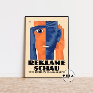 REKLAME SCHAU, Lucian Bernhard 1929, Stampa pubblicitaria, Poster vintage, Arte Bauhaus, Stampa retrò, Poster espositivo, Arte moderna, Decorazione murale