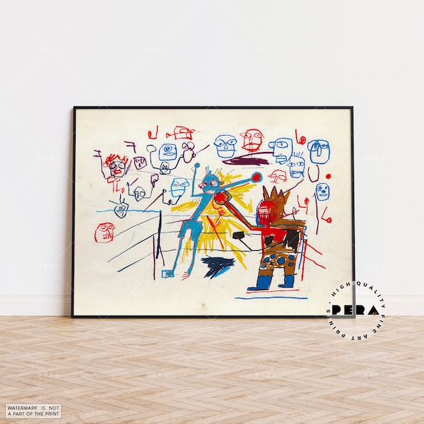 Jean Michel Basquiat, impression Basquiat, street art, Basquiat - Ring de boxe, affiche Basquiat, Pop Art, Art abstrait, Art moderne, décoration murale