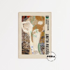 Tableau Toile Encadrée Gustav Klimt 'Water Serpants' 24x12 Pouces - Reproduction Vintage