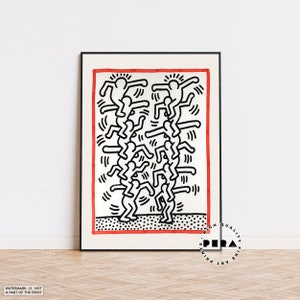 Keith Haring, Three Lithographs 1985, Keith Haring Poster, Pop Art Print, Retro Poster, Keith Haring Art, Keith Haring Acrobat, Wall Decor