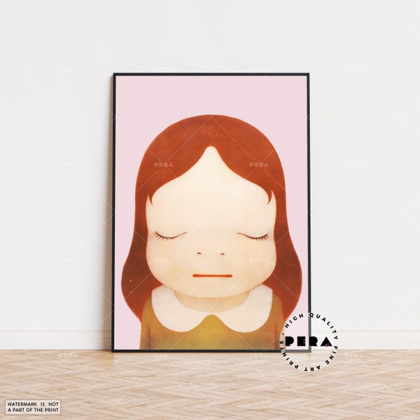 Yoshitomo Nara, Cosmic Girl Eyes Closed 2008, Japanse muurkunst, popart, hedendaagse kunst, Fine Art Print, wanddecoratie, hoge kwaliteit print