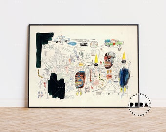 Jean Michel Basquiat, Basquiat Print, Street Art, Exhibition Poster, Basquiat Poster, Pop Art, Abstract Art, Modern Art, Wall Decor