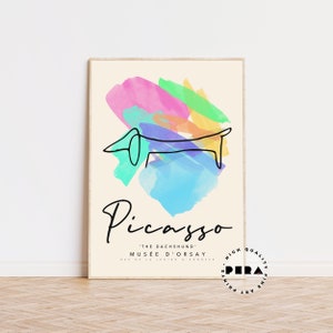 Picasso - Le teckel, impression de Picasso, affiche d'art en ligne moderne d'exposition, décoration idéale pour la maison ou impression de cadeau, art imprimable de haute qualité