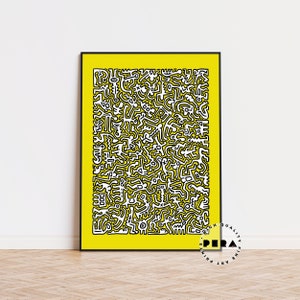 Keith Haring Art Poster, Keith Haring Print, Modern Art Print, Pop Art Print, Keith Haring Love, Keith Haring Heart, Wall Decor, Home Decor