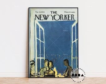 Impresión de portada de la revista New Yorker, impresión retro, impresiones de portada de revista, portada de revista retro, lo mejor de las impresiones neoyorquinas, arte de pared de moda