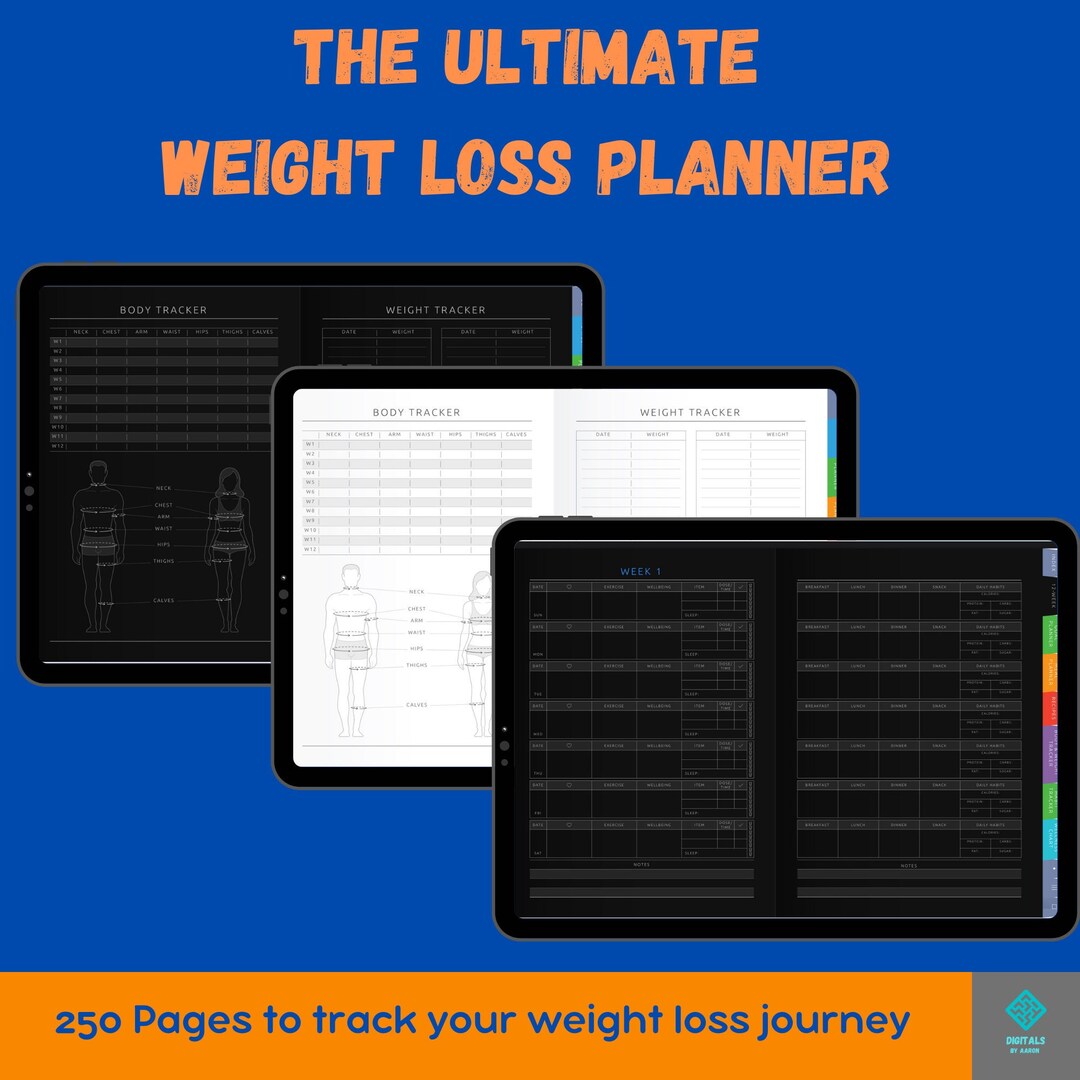 Digital Weight Loss Planner Weight Loss Tracker for Etsy