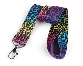 Cordón con estampado de leopardo arcoíris
