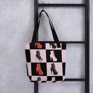 Black Pink Pole Shoes Tote bag