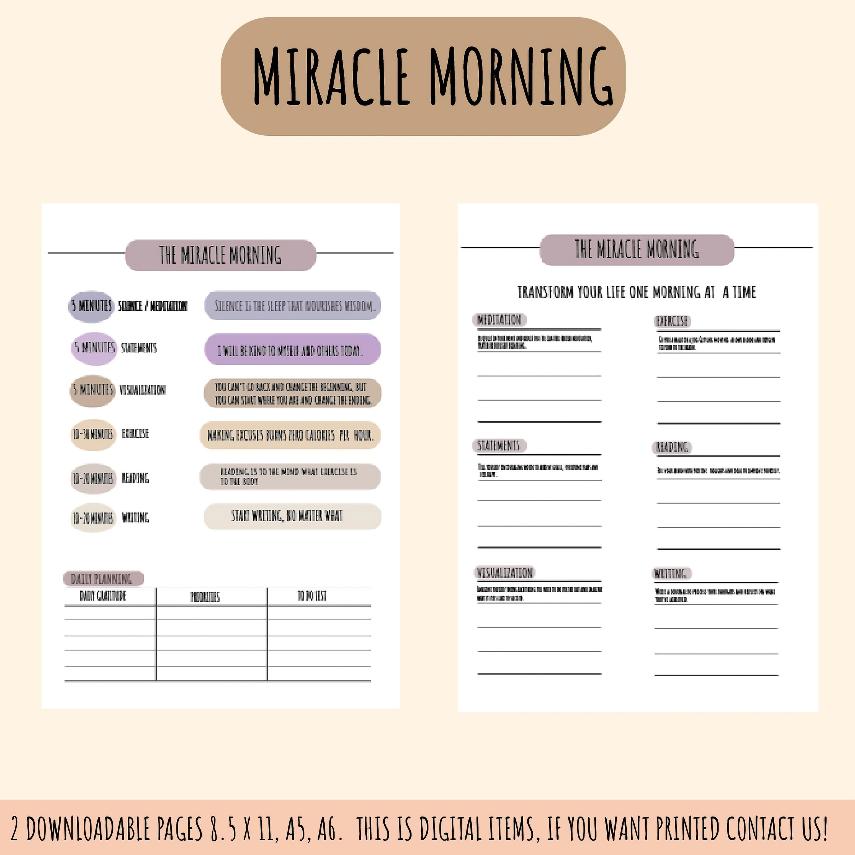 Miracle Morning Printable - Etsy
